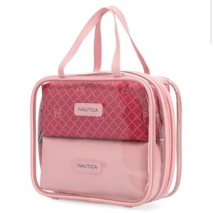 Nautica Two-Tone Pink Cosmetic Bag Set